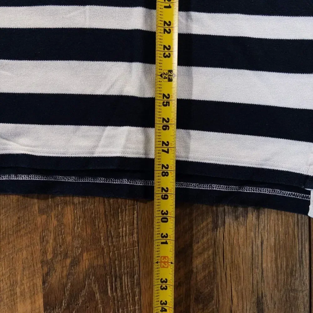 Chaps Ralph Lauren Men's 3XL Navy White Striped Rugby Polo Shirt Vintage 90s